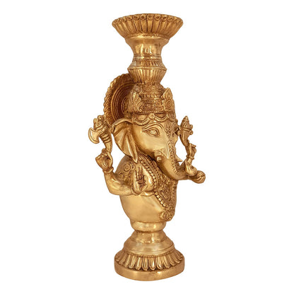 Brass Ganesha Idol for Home Decoration Ganpati Statue Murti for Gift Height 13 Inch Weight 4.1 Kg Color Gold - SvarupArt