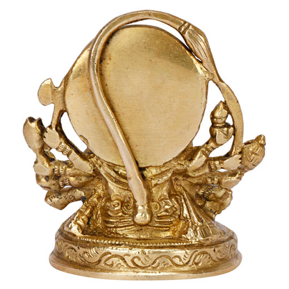 Brass God Panchmukhi (Five Faced) Bajrangbali Sankat Mochan Hanuman Idol Statue Murti Height 3.5 Inch Gold Color