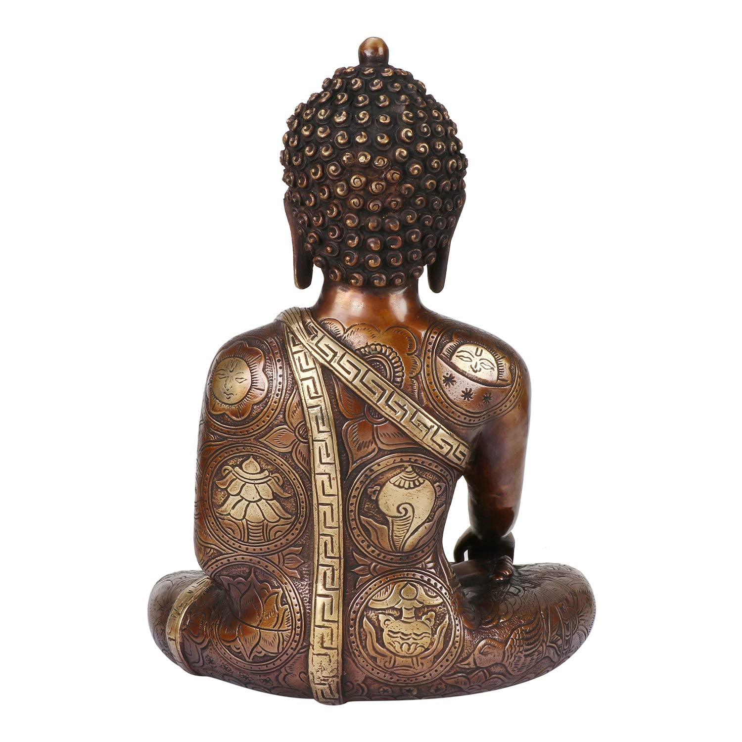 Brass Buddha Idol in Bhumisparsha Mudra Statue Tibetan Buddhist Décor Height 12 Inch Weight 6 Kg Color Bronze - SvarupArt