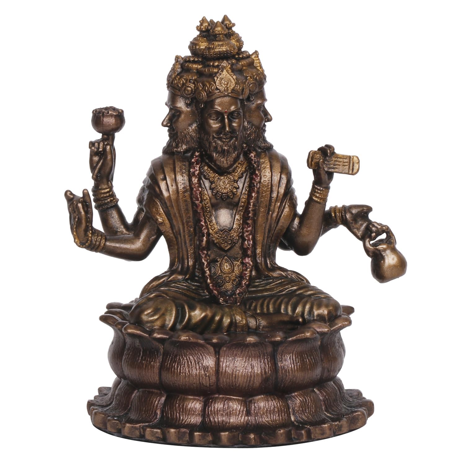 Resin Trimurti Idol, Which Depicts Brahma, Vishnu, And Mahesh, Stands At A Height Of 9 Inches. - SvarupArt