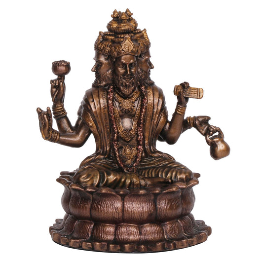 Resin Trimurti Idol, Which Depicts Brahma, Vishnu, And Mahesh, Stands At A Height Of 9 Inches. - SvarupArt
