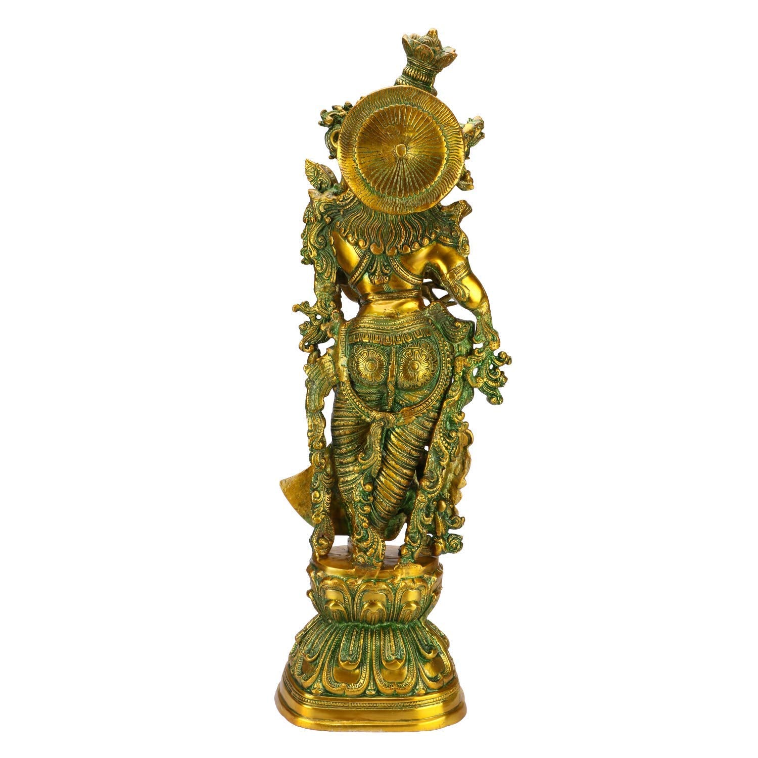 SVARUP Big Brass Radha Krishna Pair Idol Radhay Krishan Murti in Multicolor Home Decor Puja Gift Height 29 Inch - SvarupArt