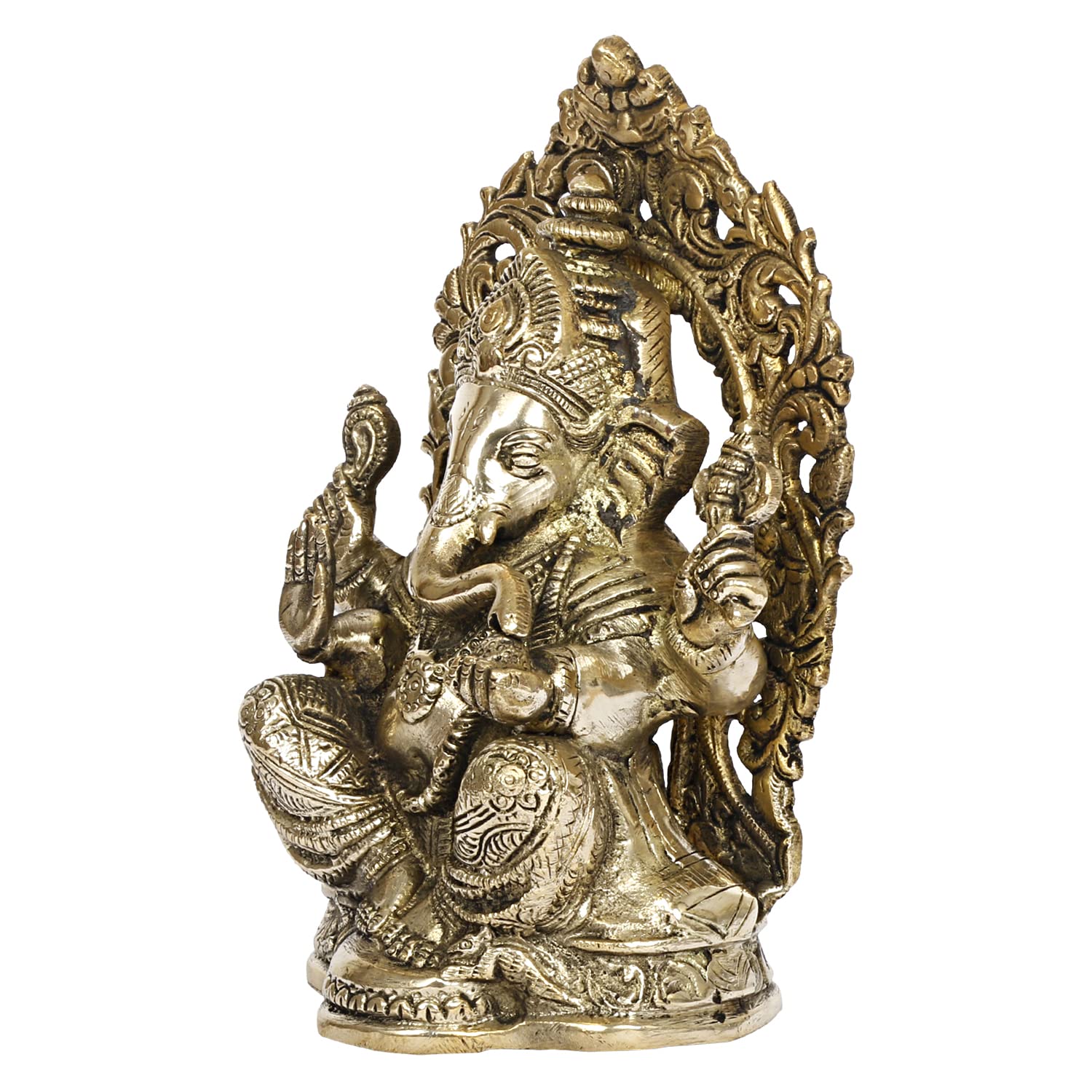 Brass Ganesh Idol Statue Elephant Murti God Ganesha Vinayak Ganpati Sitting Sculpture Height 7.5 Inch - SvarupArt