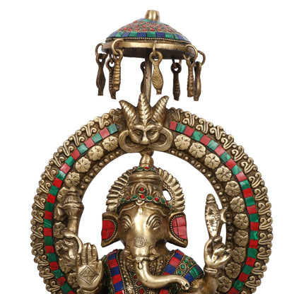 Brass Ganesha Idol for Home Decoration Ganpati Statue Murti for Gift Height 17 Inch Weight 9.5 Kg Color Multicolor - SvarupArt