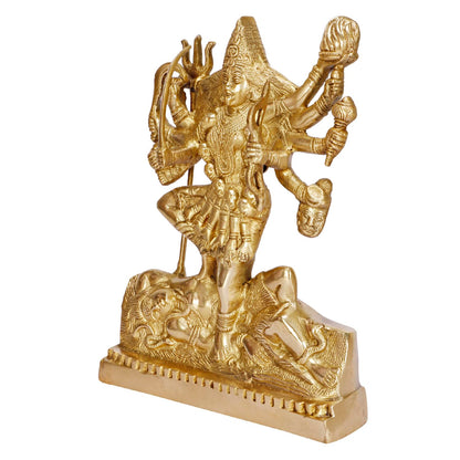 Kali Maa Murti Goddess Maha Kali Mahakali Kalika Maa Brass Statue Sculpture Idol Murti Decor Gold Color (Height 12 Inch) - SvarupArt