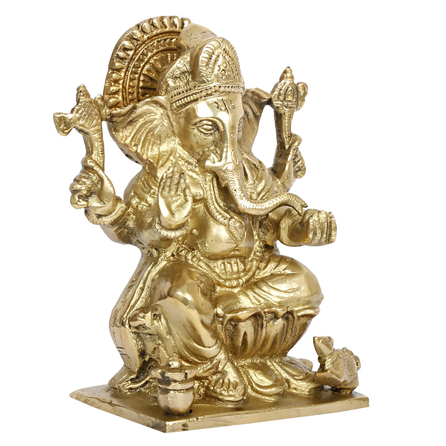 Brass Ganesh Bhagwan Idol Ganesha Statue Ganpati Murti for Home Entrance Decor Diwali Gift Height 6.25 Inch - SvarupArt