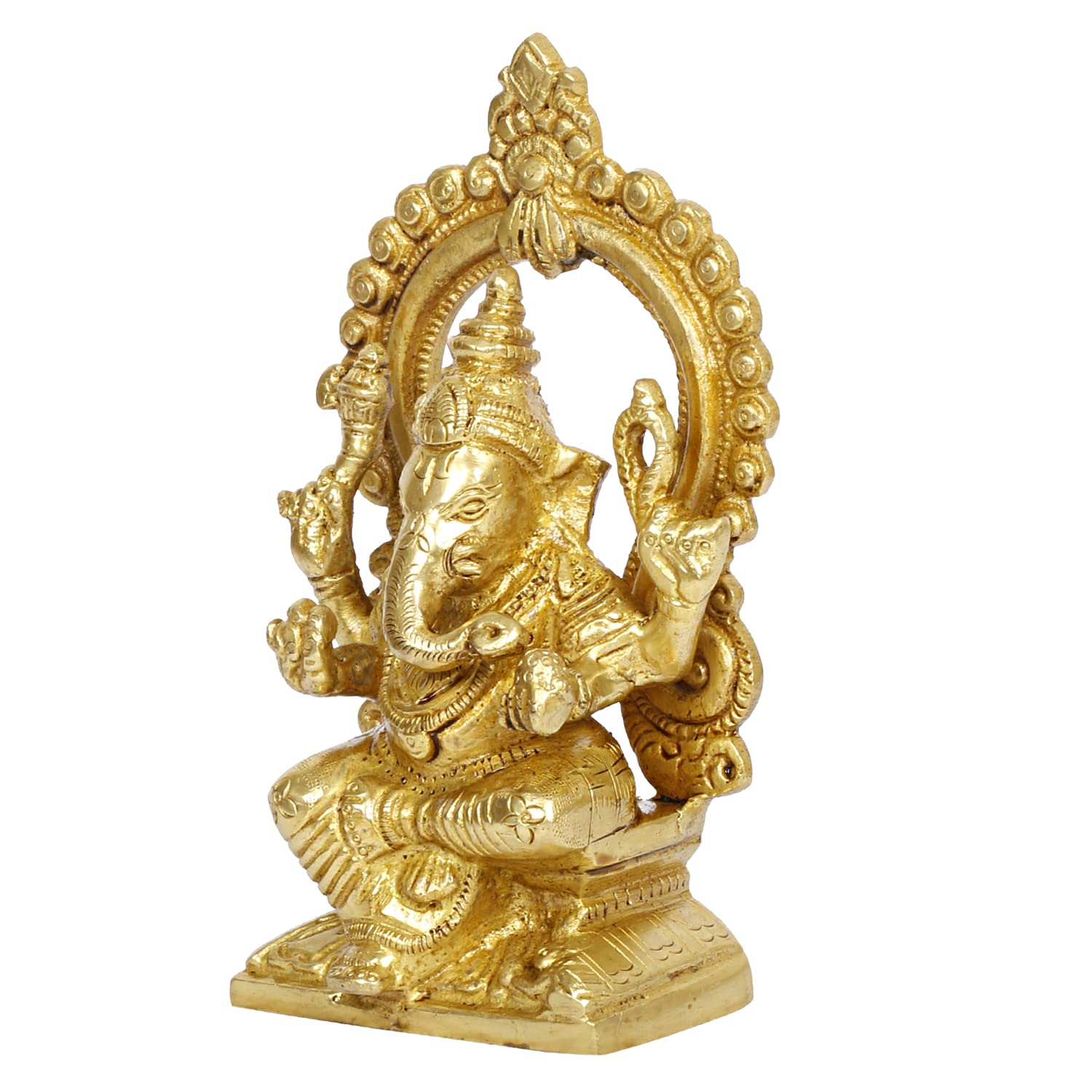 Brass Sitting Ganesha Idol Ganesha Statue Ganpati Murti for Home Entrance Decor Height 6 Inch. - SvarupArt