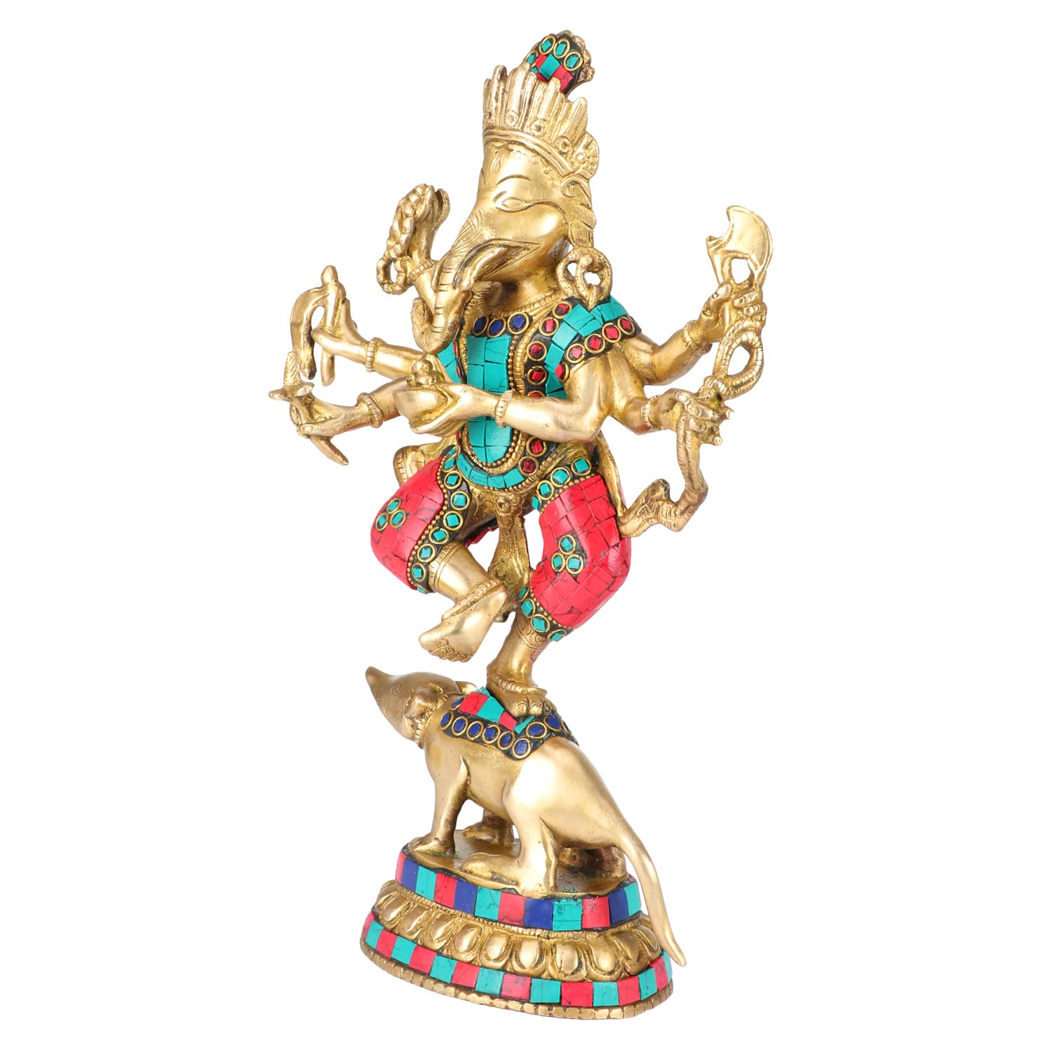 Brass Ganesha Idol for Home Decoration Ganpati Statue Murti for Gift Height 12 Inch Weight 2.5 Kg Color Multicolor - SvarupArt