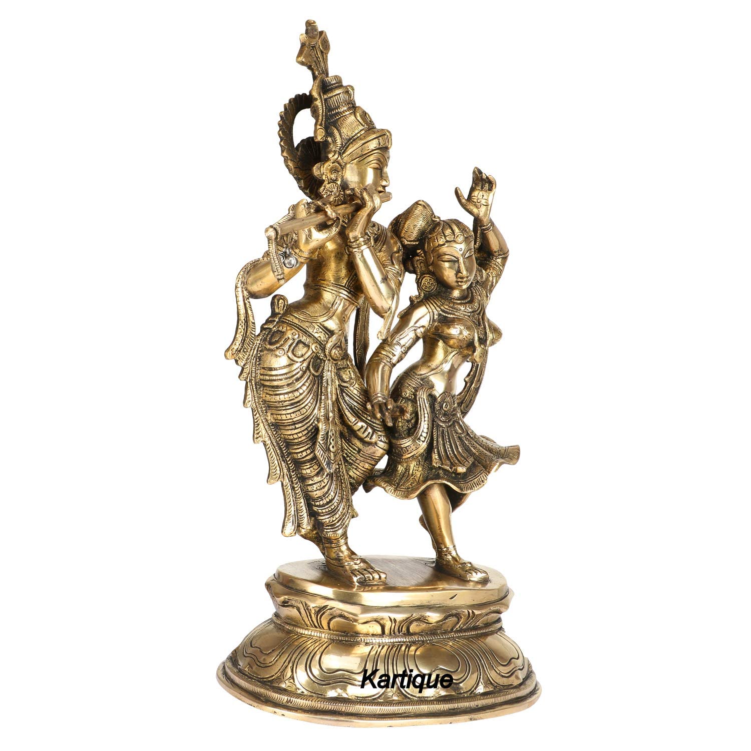 Brass Radha Krishna Murti Big Size Idol for Gift Height 16 Inch Weight 9.4 Kg Color Gold - SvarupArt