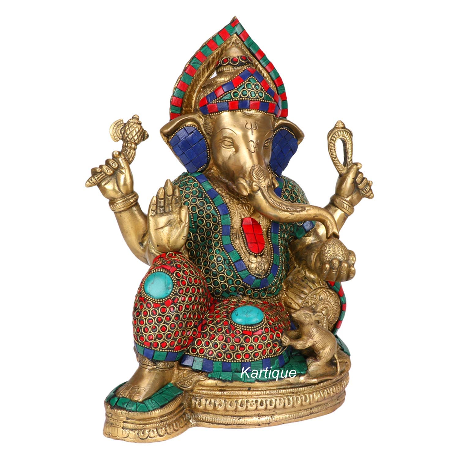 Brass Ganesha Ganesh Idol for Home Decor Ganpati Statue Murti for Gift Height 13 Inch - SvarupArt