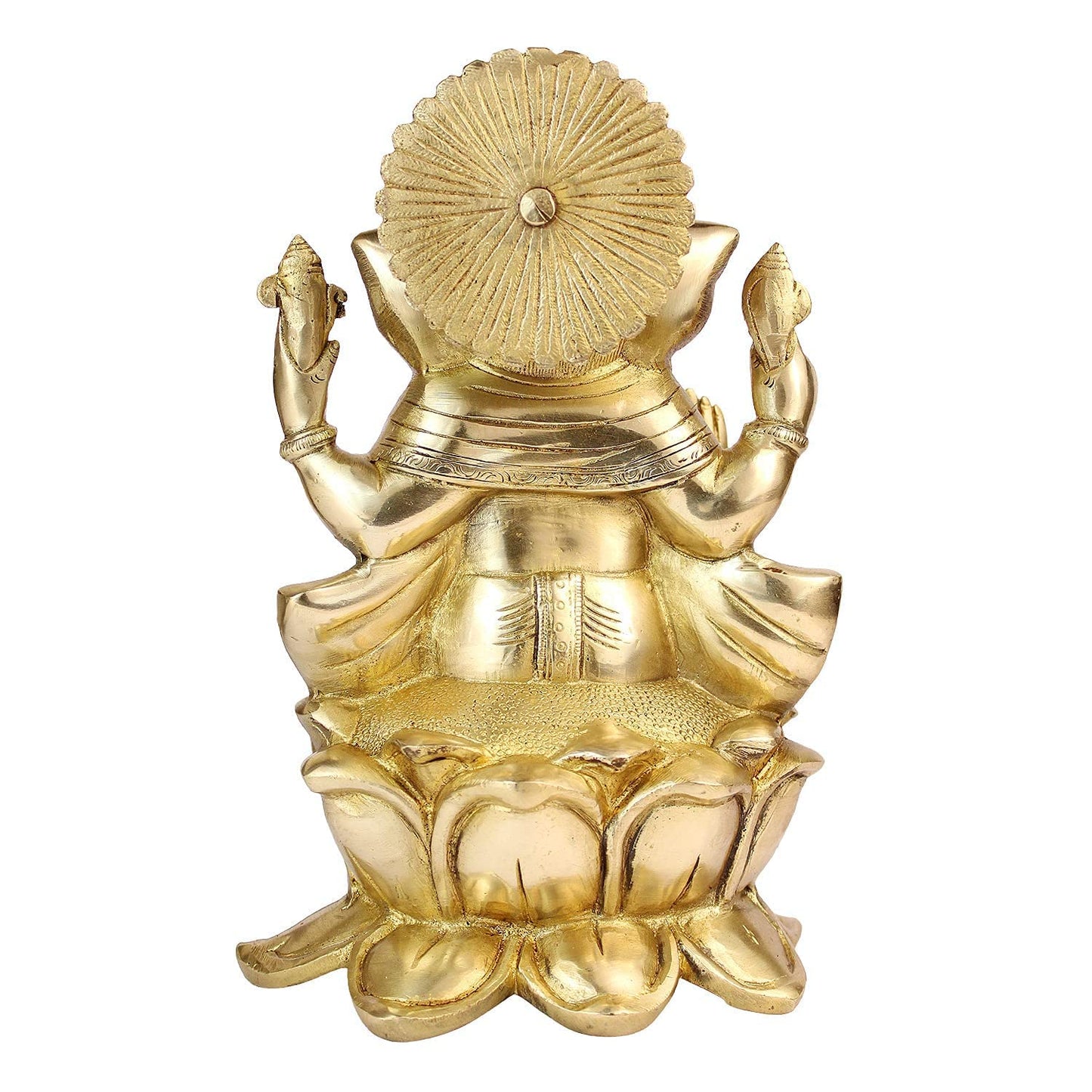 Brass Ganesha Idol for Home Decoration Ganpati Statue Murti for Gift Height 10 Inch Color Gold