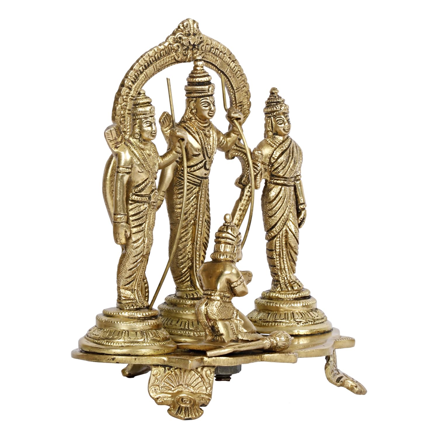 Brass Lord Rama Family Ram Darbar Ram, Sita, Laxman, Hanuman for Home Office Pooja Decor Gift Decor (Height 8 Inches) - SvarupArt