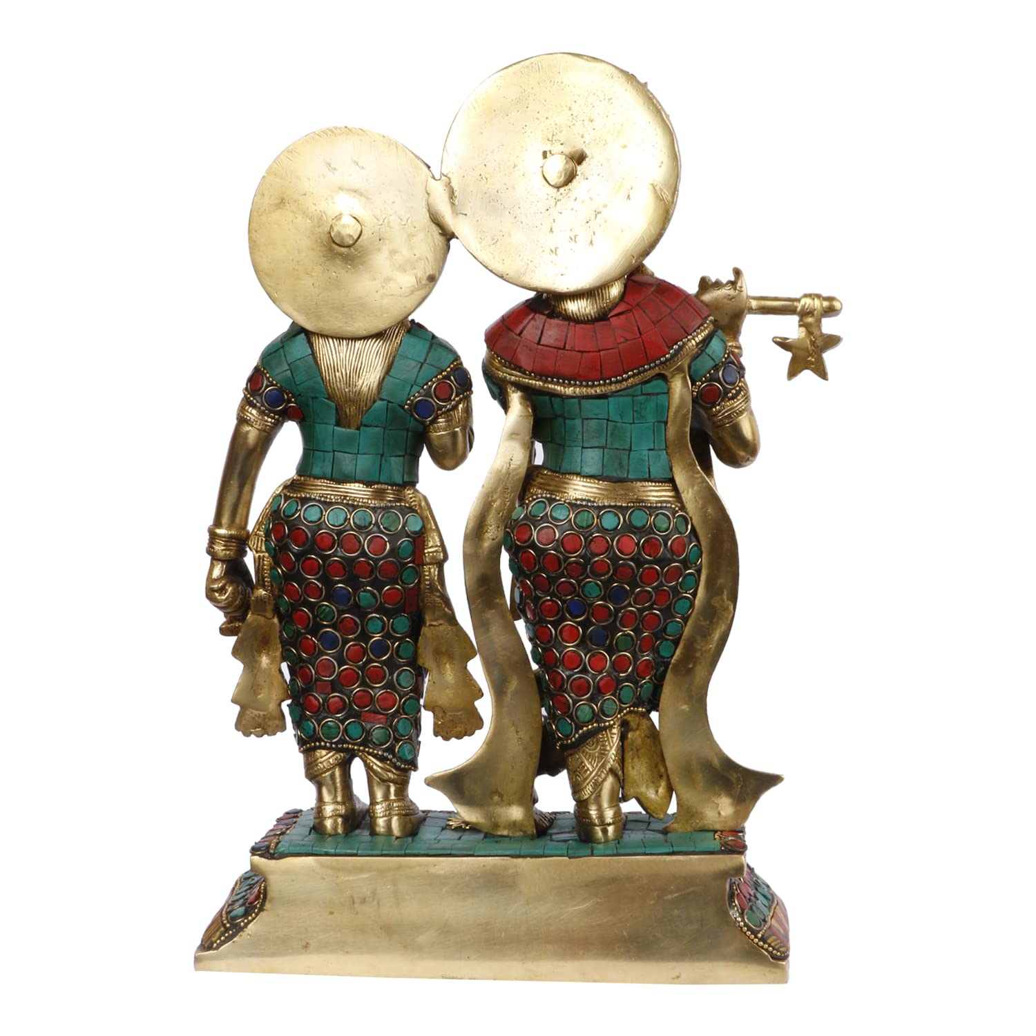 Brass Radha Krishna Murti Big Size Idol for Gift Height 12 Inch Weight 5.2 Kg Multicolor - SvarupArt