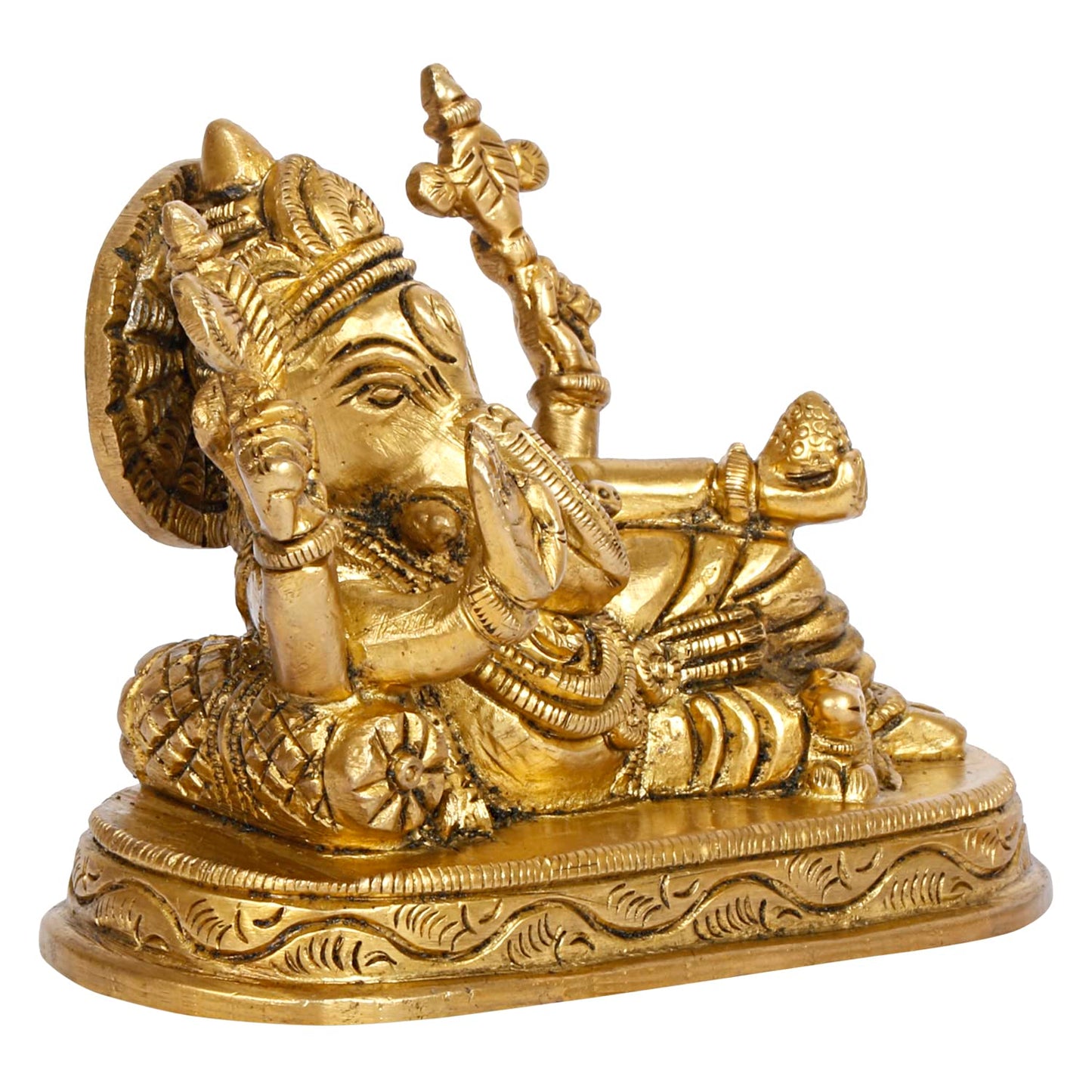 Brass Ganesha Resting Blessing Ganesh Idol Showpiece Statue Good Luck & Success. - SvarupArt