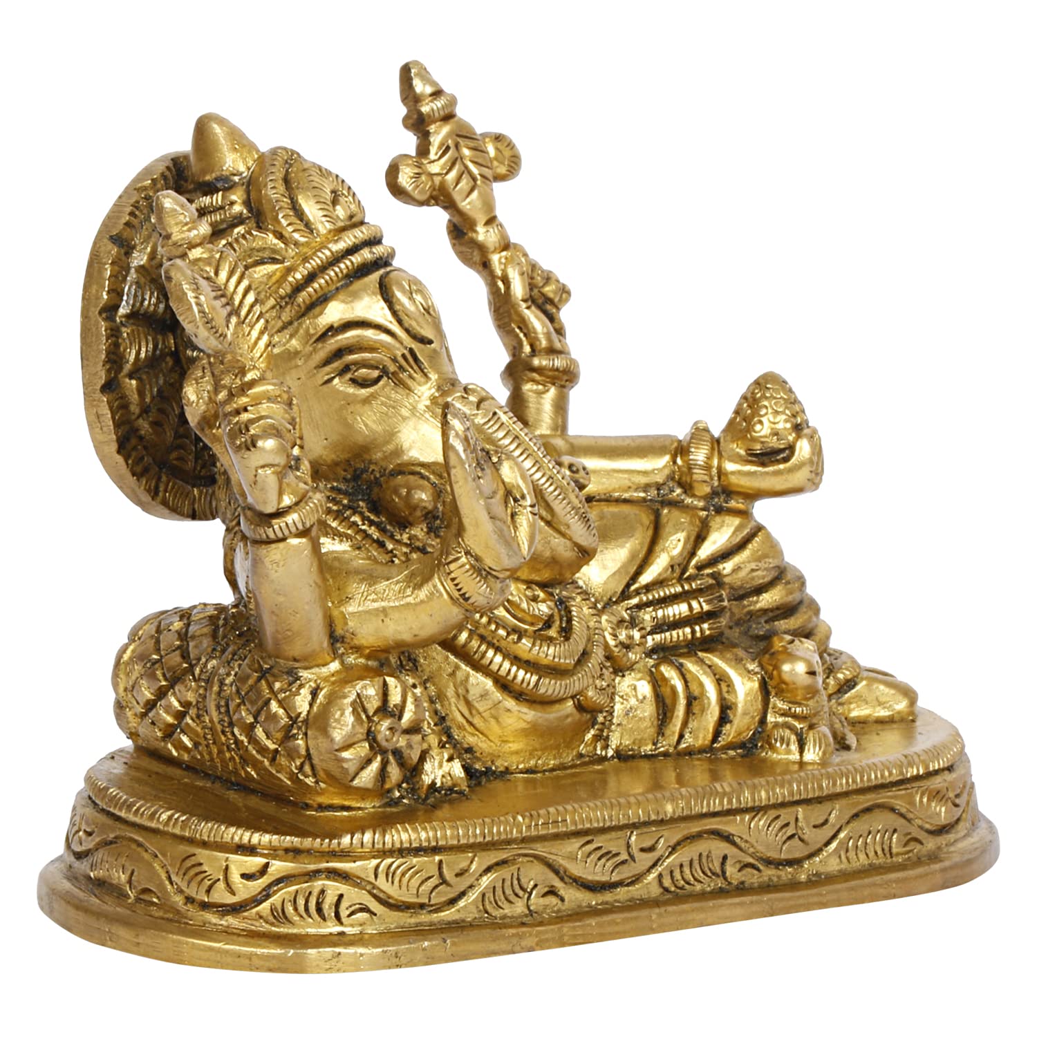 Brass Ganesha Resting Blessing Ganesh Idol Showpiece Statue Good Luck & Success. - SvarupArt