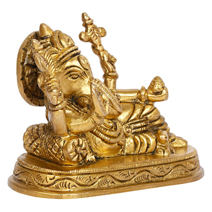 Brass Ganesha Resting Blessing Ganesh Idol Showpiece Statue Good Luck & Success. - SvarupArt