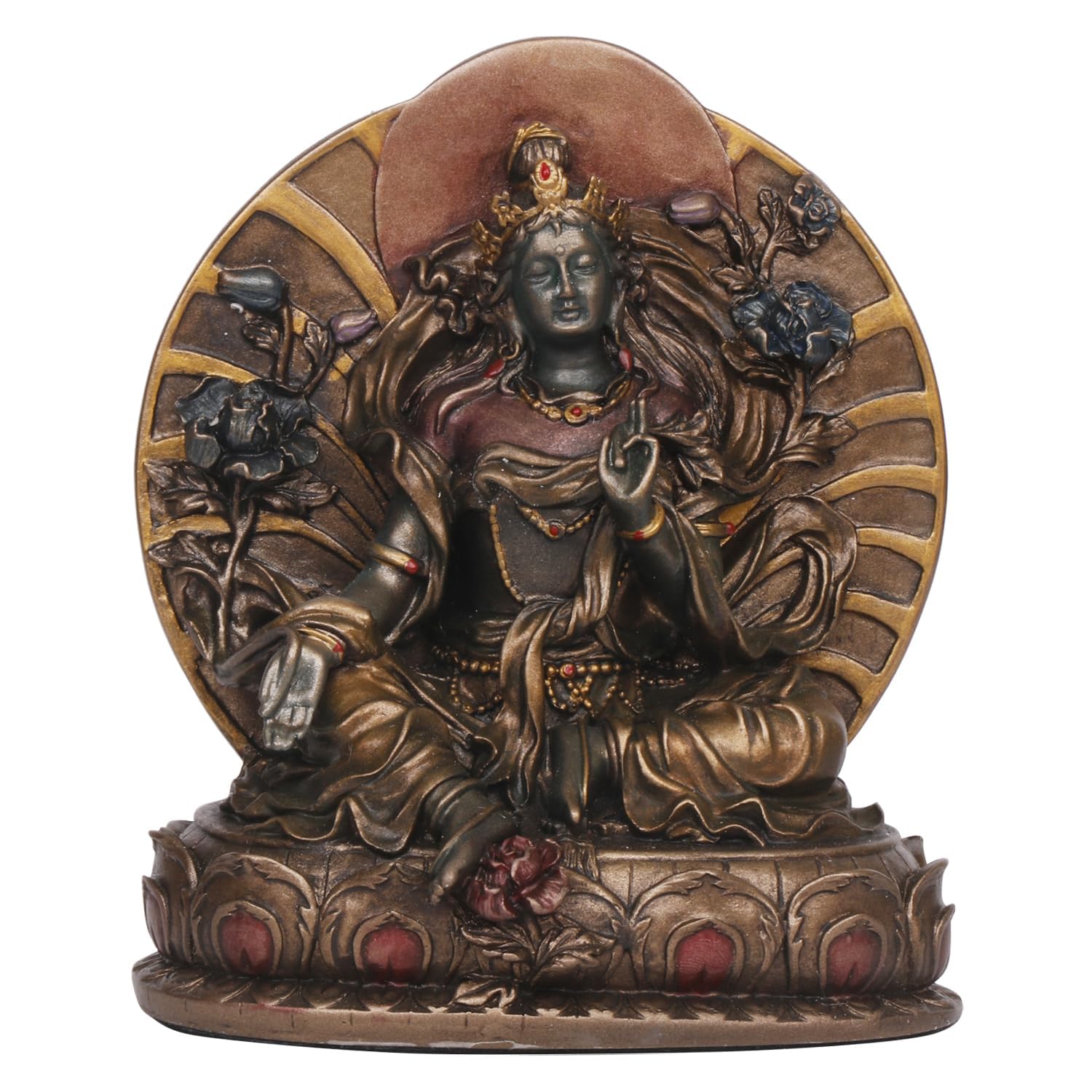 Goddess Tara, In A Bronze Color And Blessing Posture, Height Of 5.5 Inches. - SvarupArt
