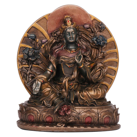 Goddess Tara, In A Bronze Color And Blessing Posture, Height Of 5.5 Inches. - SvarupArt