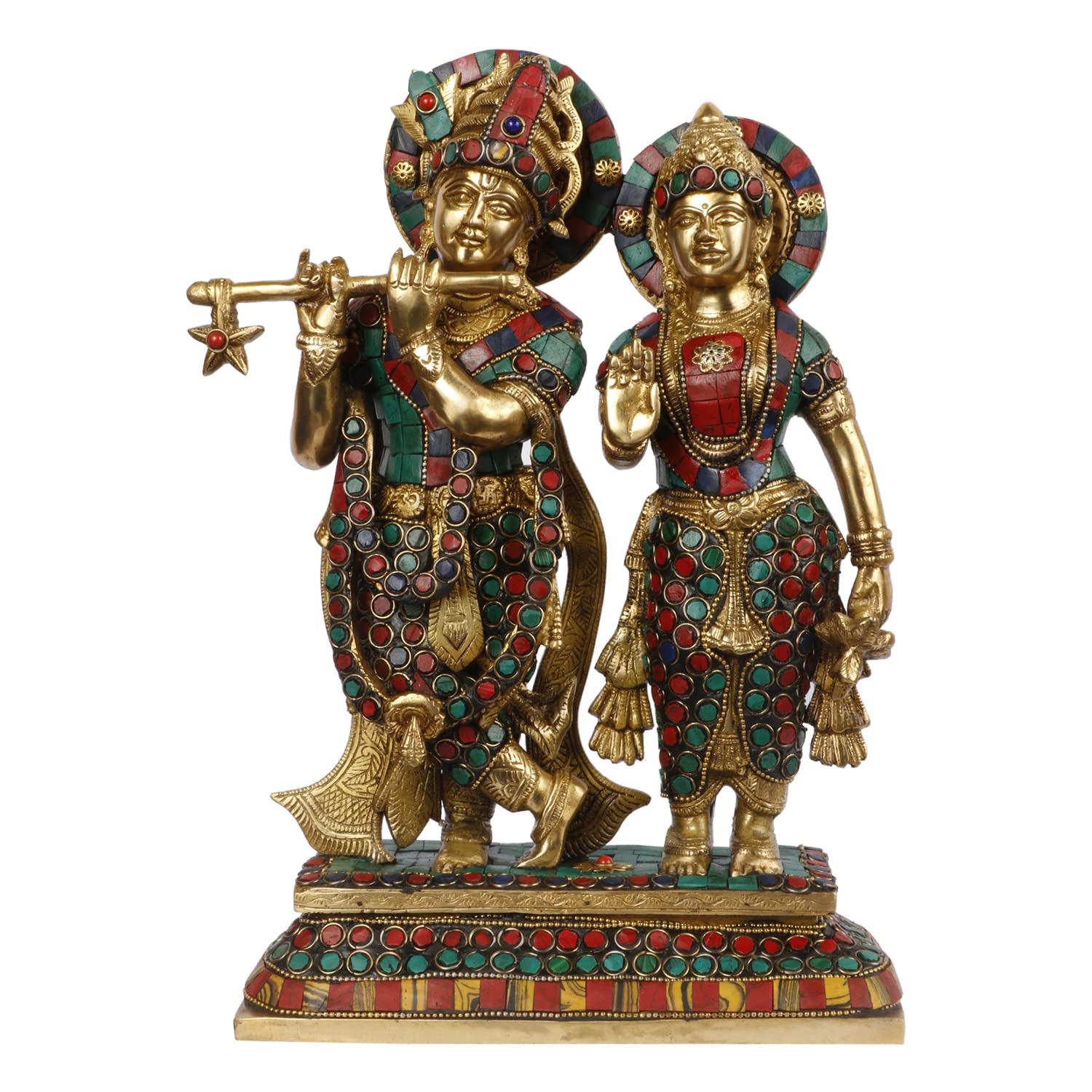 Brass Radha Krishna Murti Big Size Idol for Gift Height 12 Inch Weight 5.2 Kg Multicolor - SvarupArt
