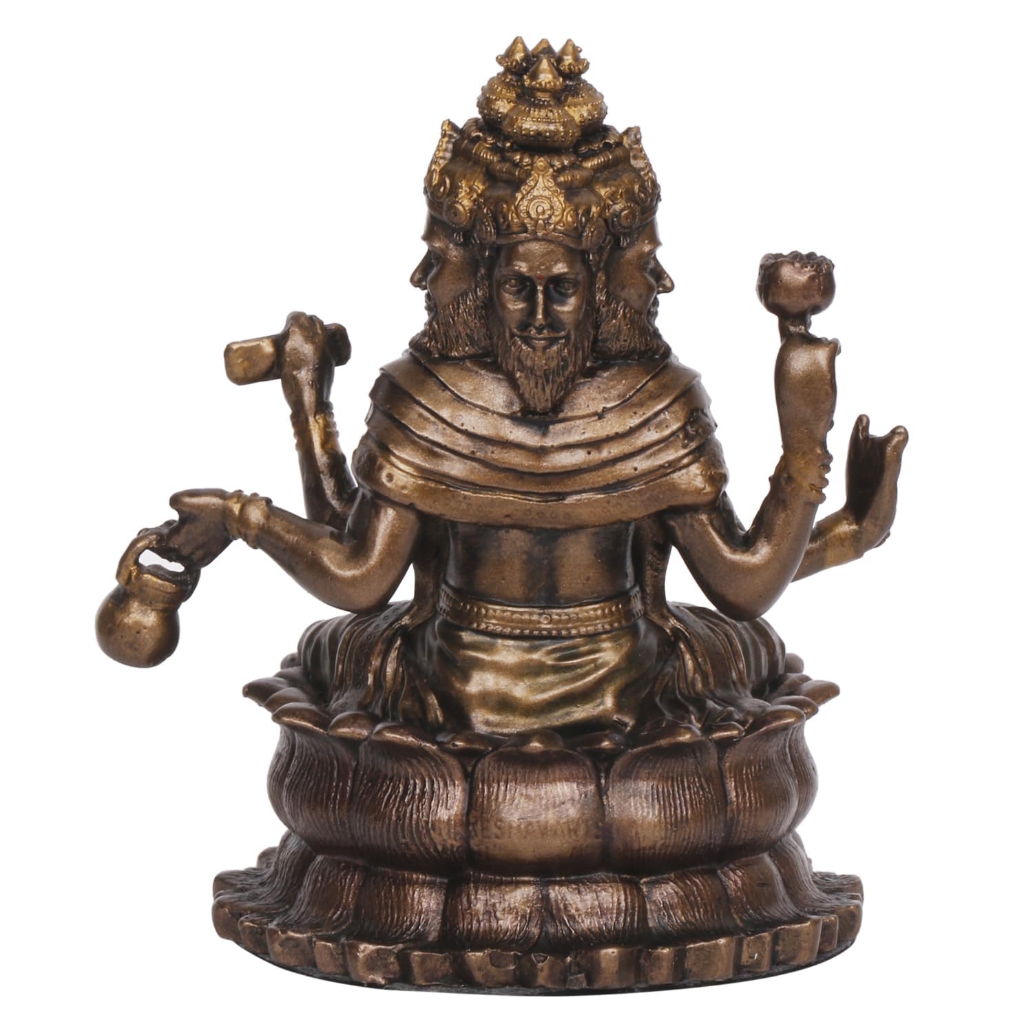 Resin Trimurti Idol, Which Depicts Brahma, Vishnu, And Mahesh, Stands At A Height Of 9 Inches. - SvarupArt