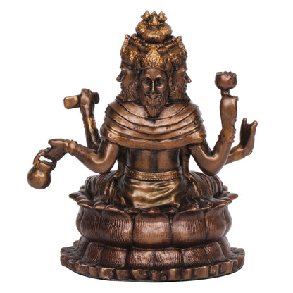 Resin Trimurti Idol, Which Depicts Brahma, Vishnu, And Mahesh, Stands At A Height Of 9 Inches. - SvarupArt
