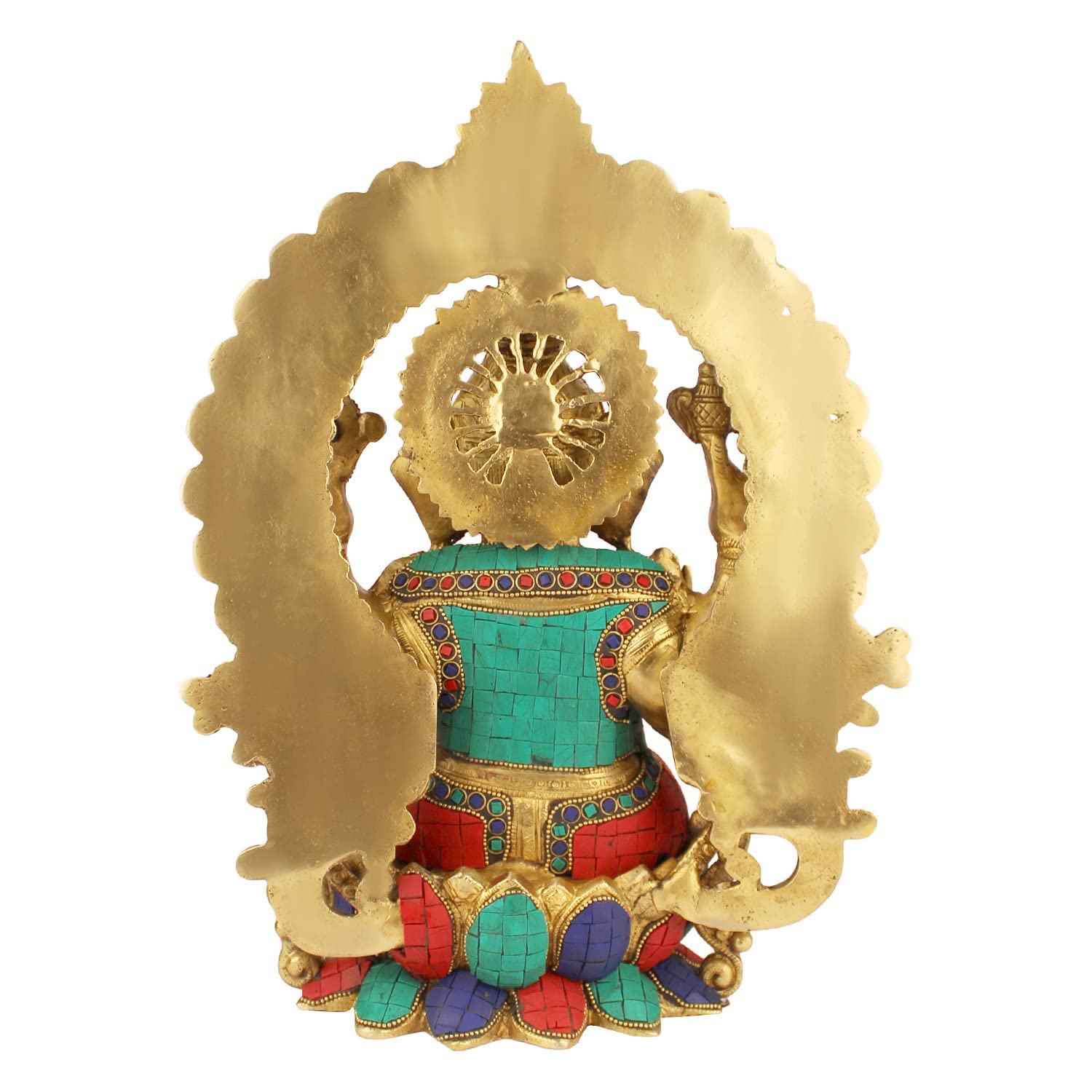 Brass Ganesha Idol for Home Decoration Ganpati Statue Murti for Gift Height 15 Inch Weight 9 Kg Color Multicolor - SvarupArt
