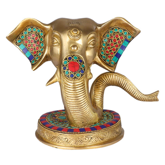 Brass Ganesha Idol for Home Decoration Ganpati Statue Murti for Gift Height 6 Inch Weight 2.6 Kg Color Multicolor - SvarupArt