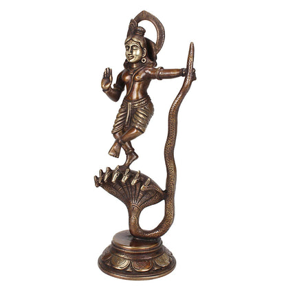Brass Krishna Bhagwan Idol Murli Kishan Murti Playing Bansuri Gift for Home Mandir Decor Marriage Height 12.5 Inch - SvarupArt