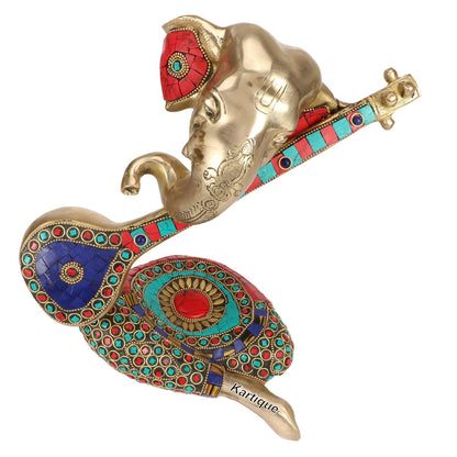 Brass Ganesha Idol for Home Decoration Ganpati Statue Murti for Gift Height 10.5 Inch Weight 4.4 Kg Color Multicolor - SvarupArt