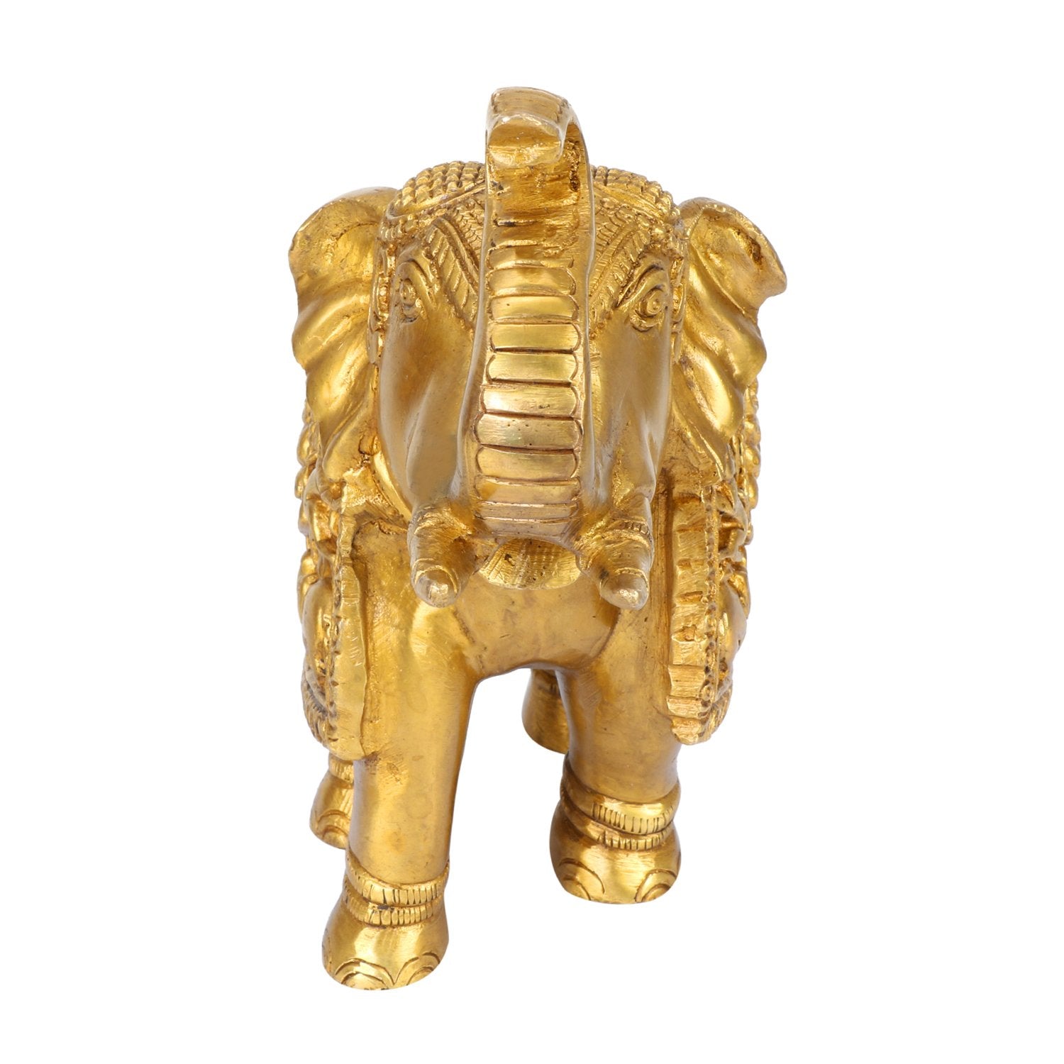 Brass Ganesha Carving Trunk Up Elephant Showpiece Figurine Fengshui Vastu Lucky Decorative Items for Home Decor - SvarupArt