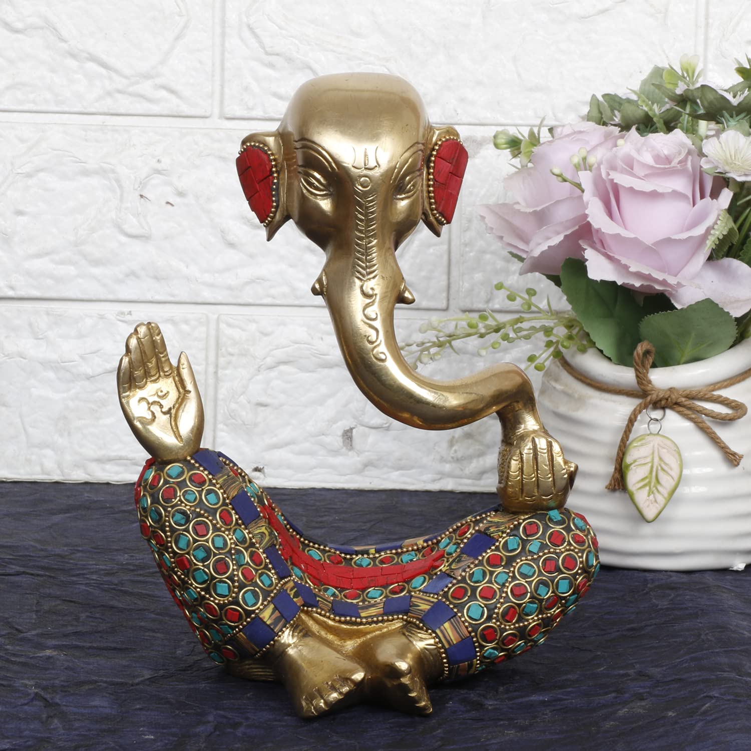Brass Trunk Ganesha Idol Modern Art Ganesh Ganpati Murti Religious Statue for Good Luck & Success Gift Height 8 Inch. - SvarupArt
