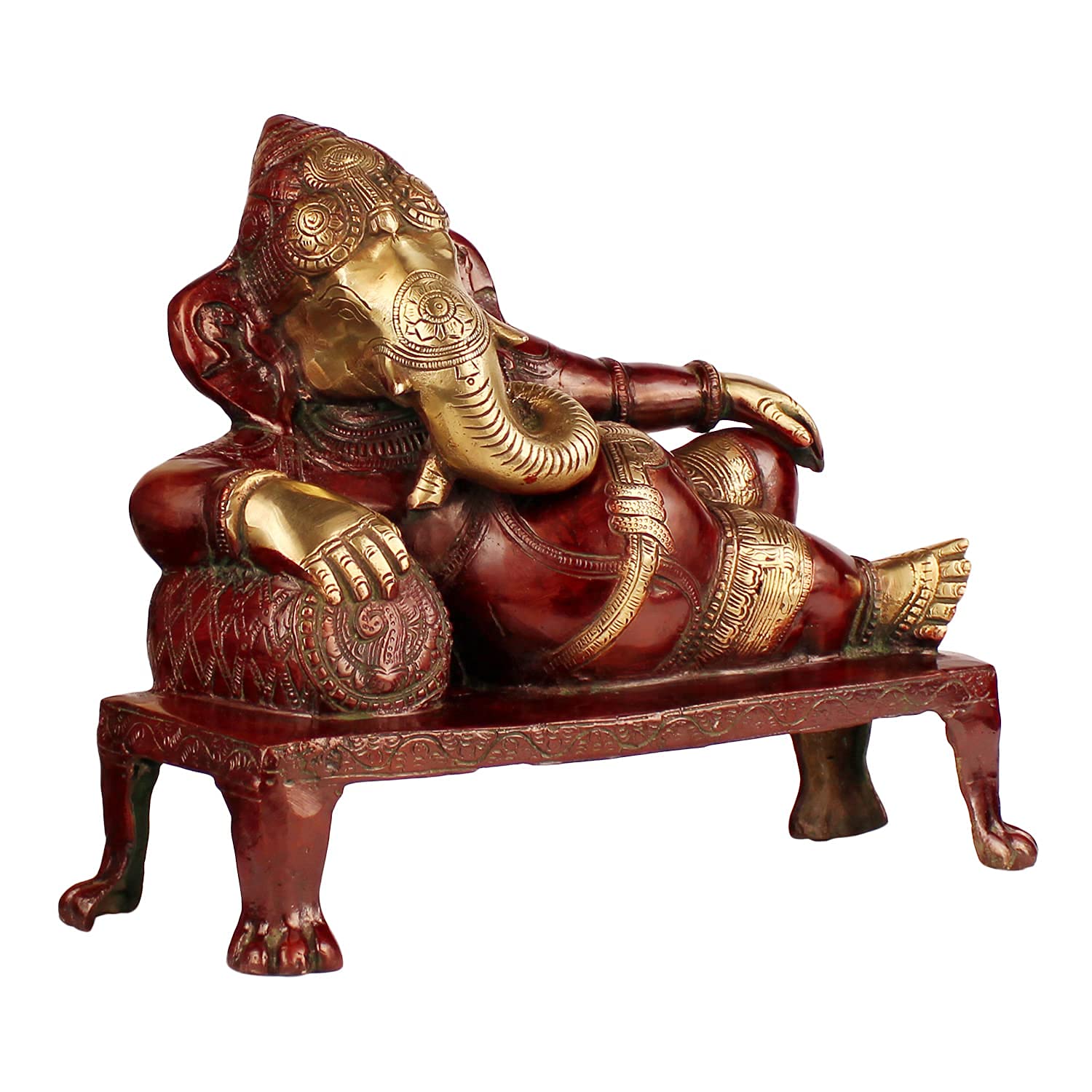 Brass Ganesha Idol for Home Decoration Ganpati Statue Murti for Gift Height 10 Inch Weight 7 Kg Color Brown - SvarupArt