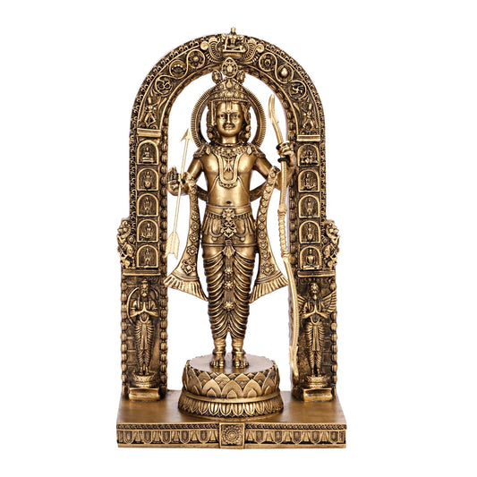 Resin Shree Ram Lalla Idol Ayodhya Murti Rama Idol for Home Decor, Pooja, Temple Mandir Gifts (Gold Color Height 9 Inch) - SvarupArt