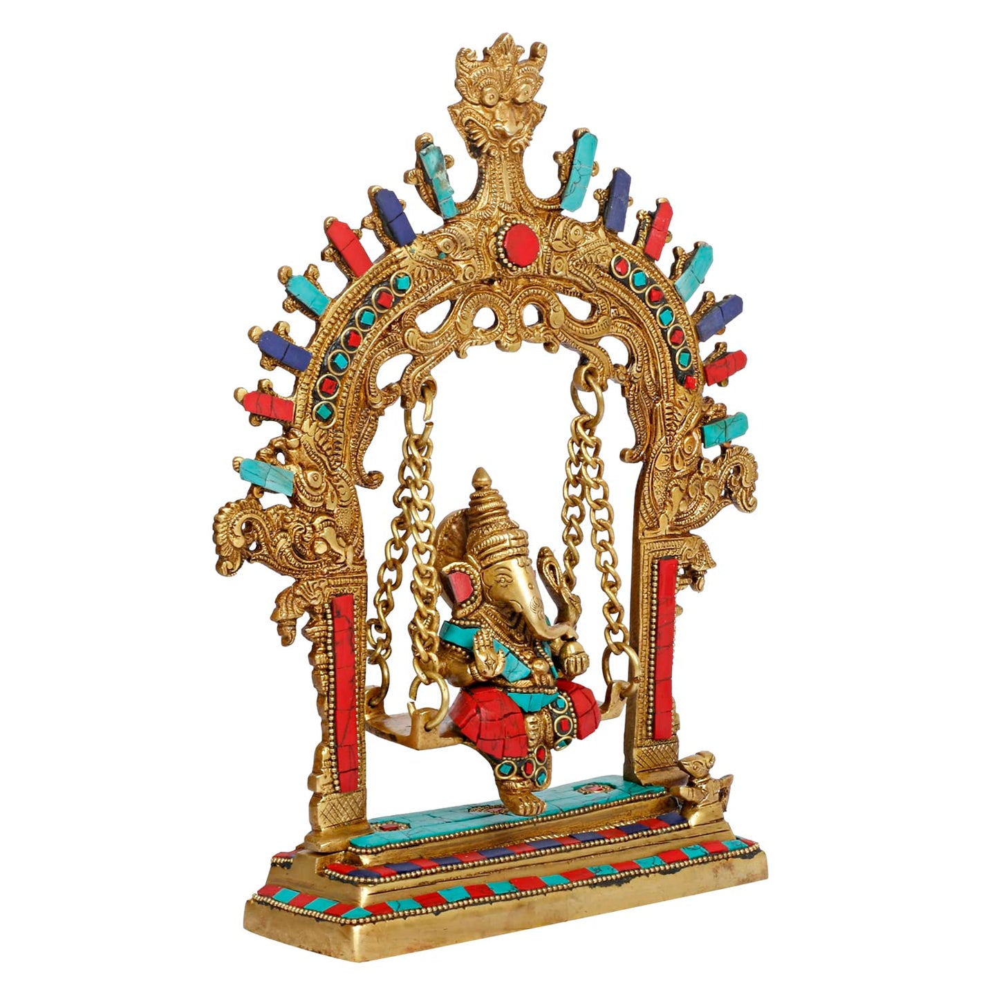 Brass Lord Ganesha Jhula Idol for Gift Ganpati Statue Puja Home Decor Office Decoration Vinayaka Murti Jhoola Swing 1... - SvarupArt