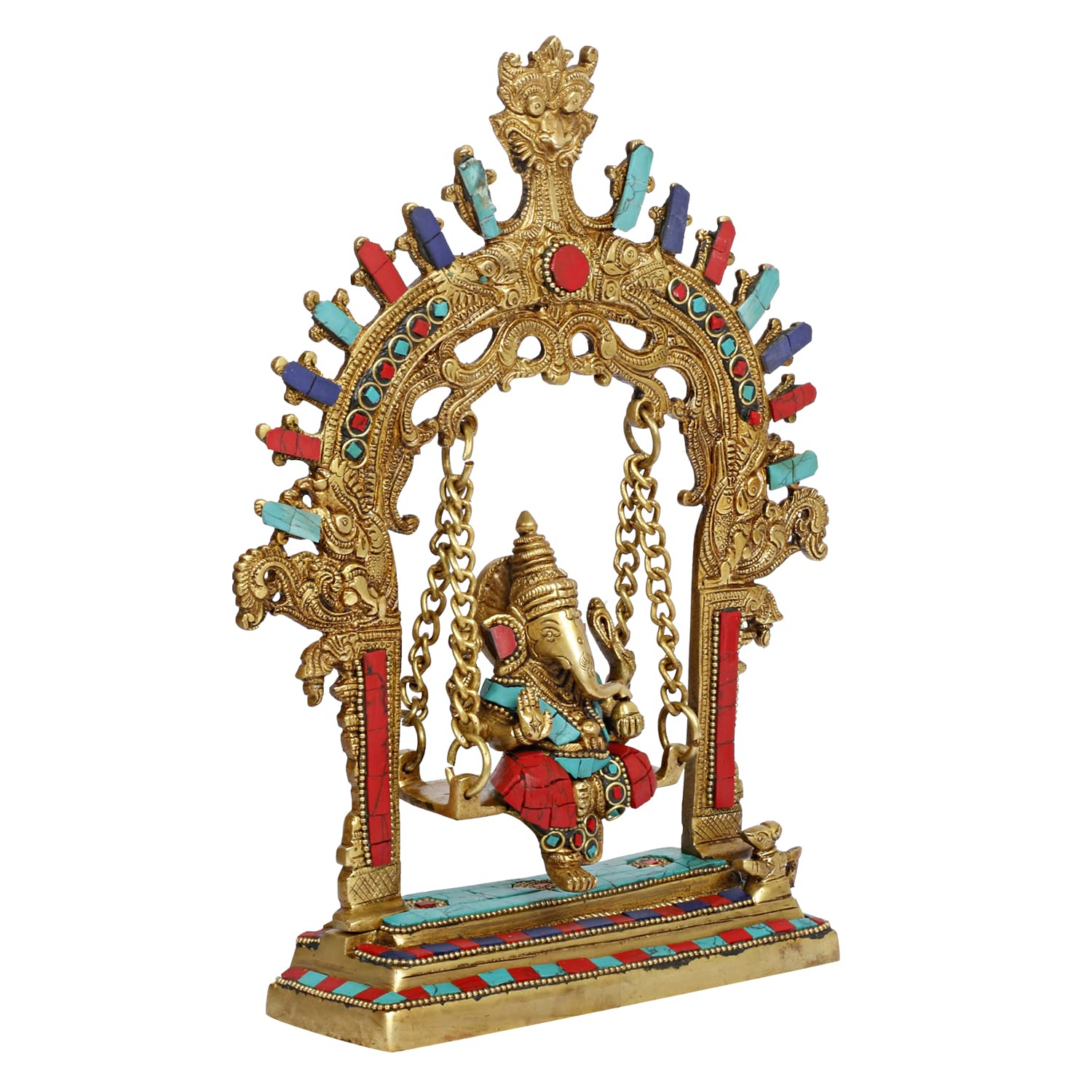 Brass Lord Ganesha Jhula Idol for Gift Ganpati Statue Puja Home Decor Office Decoration Vinayaka Murti Jhoola Swing 1... - SvarupArt