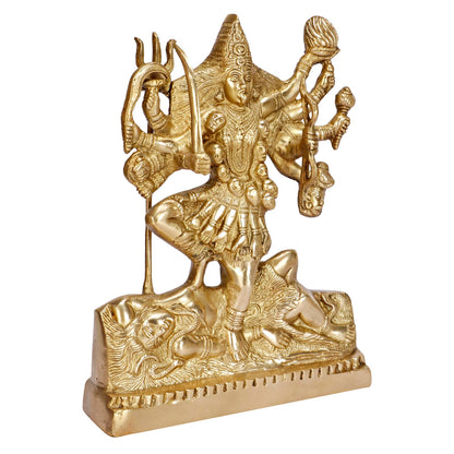 Kali Maa Murti Goddess Maha Kali Mahakali Kalika Maa Brass Statue Sculpture Idol Murti Decor Gold Color (Height 12 Inch) - SvarupArt