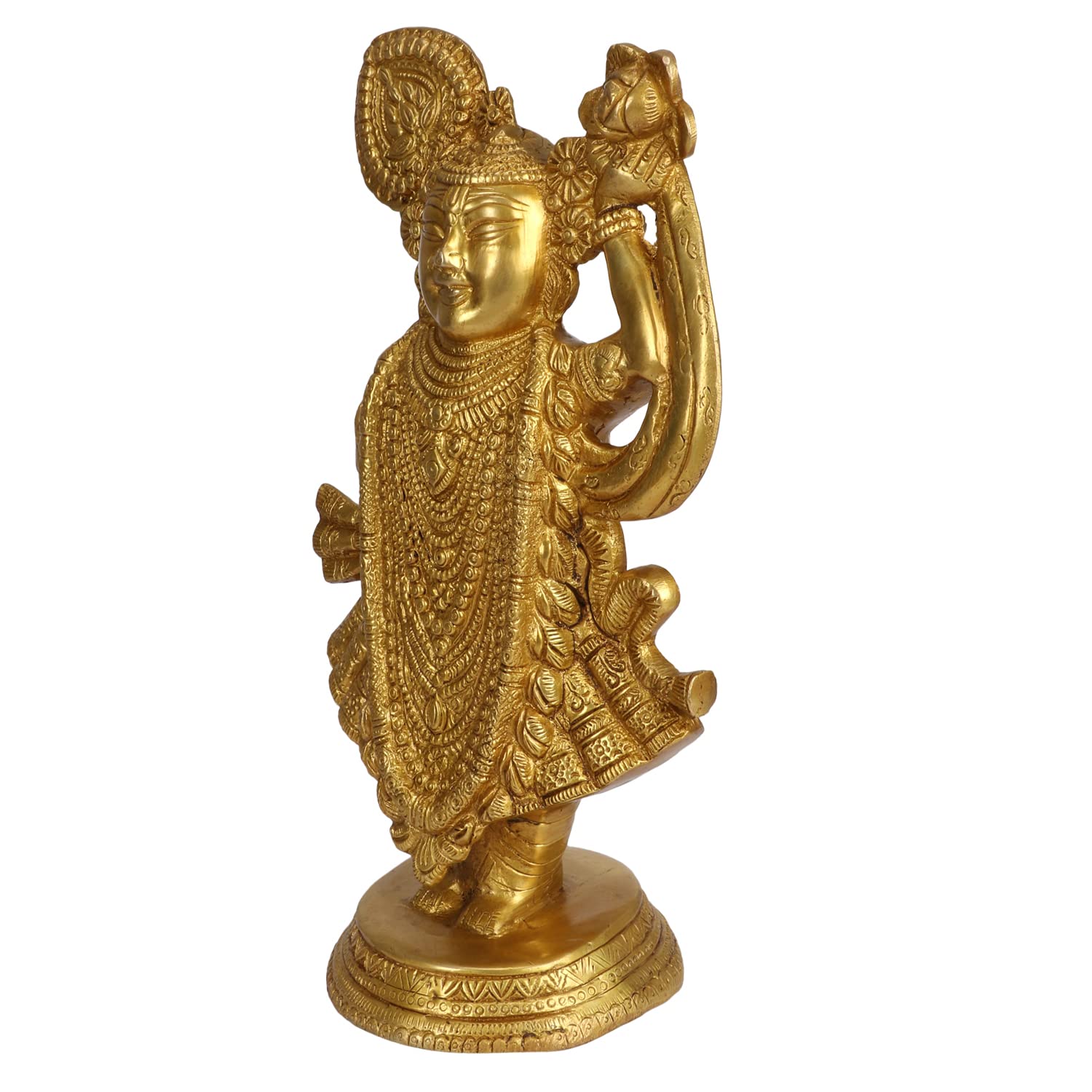 Brass Krishna Bhagwan Idol Murli Kishan Murti Playing Bansuri Gift for Home Mandir Decor Marriage Height 12.5 Inch We... - SvarupArt