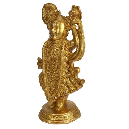 Brass Krishna Bhagwan Idol Murli Kishan Murti Playing Bansuri Gift for Home Mandir Decor Marriage Height 12.5 Inch We... - SvarupArt