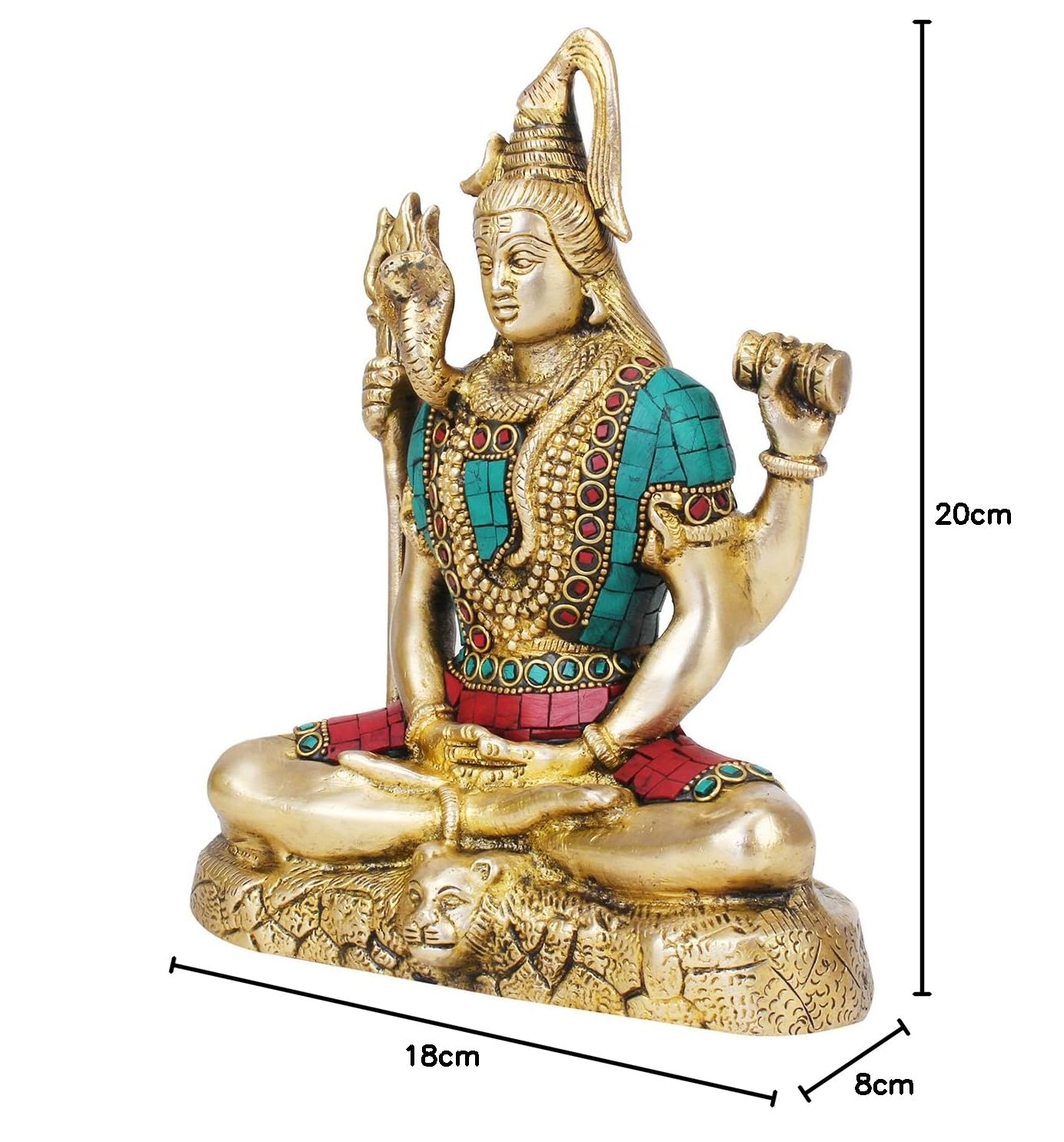 Lord Shiva Brass Blessing Bhagwan Shiv Murti with Trishul Statue Home Decor Mandir Puja 8 Inch Multicolor 1 Pcs