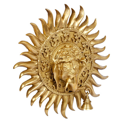 Brass Om Sun Ganesha Ganesha Wall Hanging for Home Office Entrance Puja Gift 11 Inch. - SvarupArt