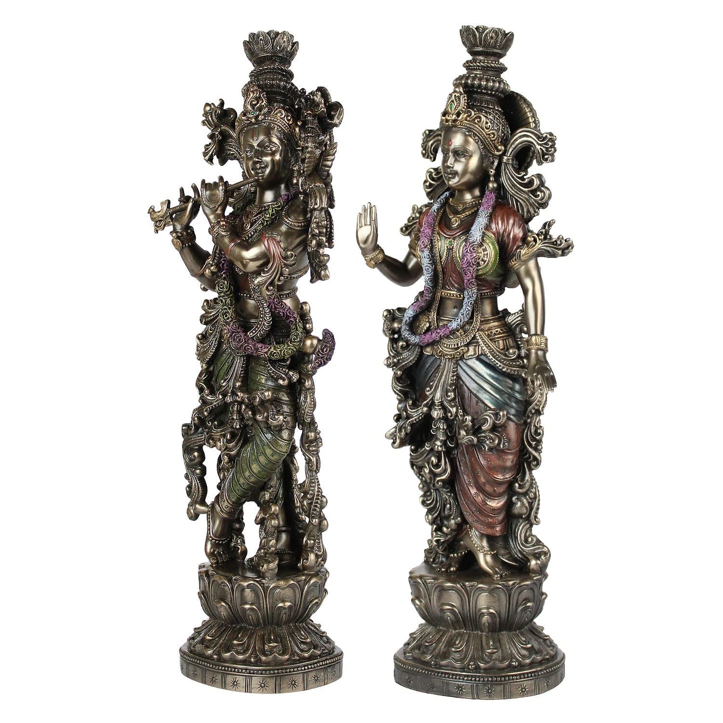 Resin Idol Radha Krishna Murti Big Size for Gift Height 15 Inch Weight 3 Kg Color Antique - SvarupArt