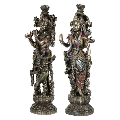 Resin Idol Radha Krishna Murti Big Size for Gift Height 15 Inch Weight 3 Kg Color Antique - SvarupArt