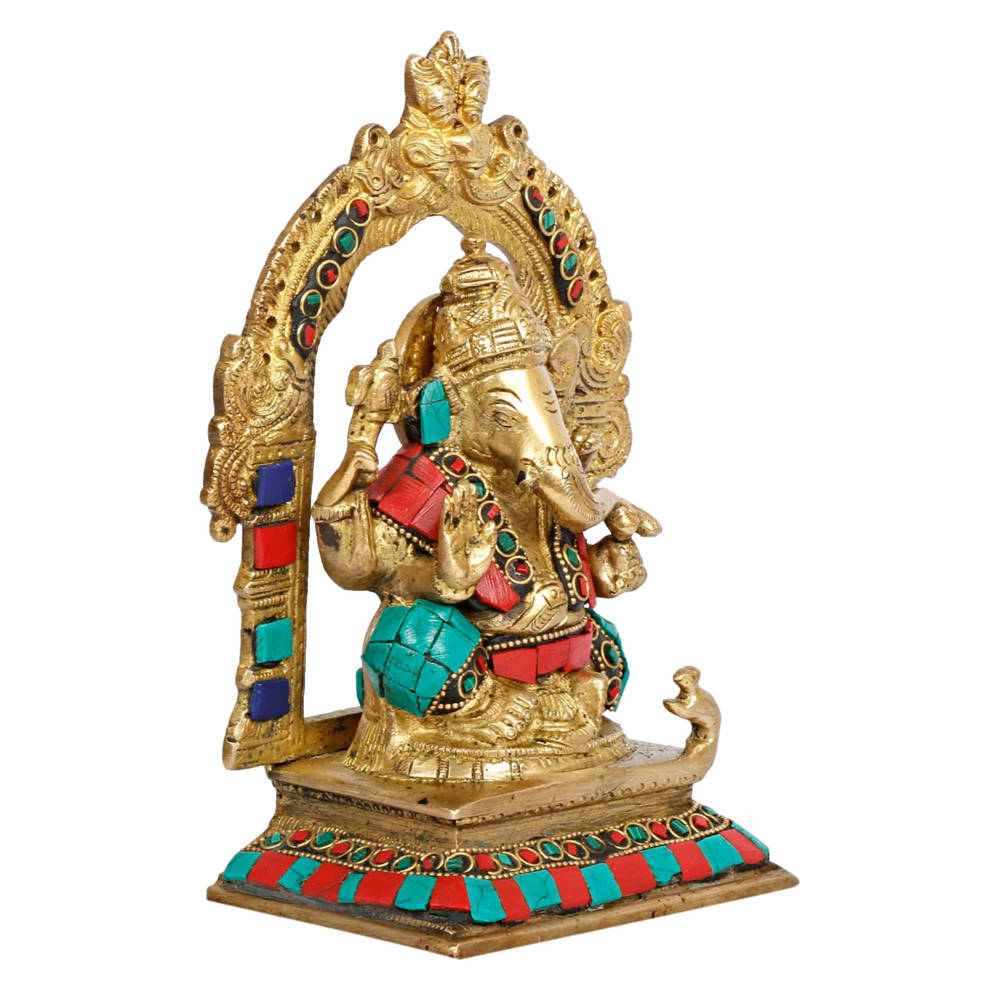 Brass Ganesh Bhagwan Idol Ganesha Statue Ganpati Murti for Home Office Temple Entrance Decor Gift Height 7 Inch. - SvarupArt