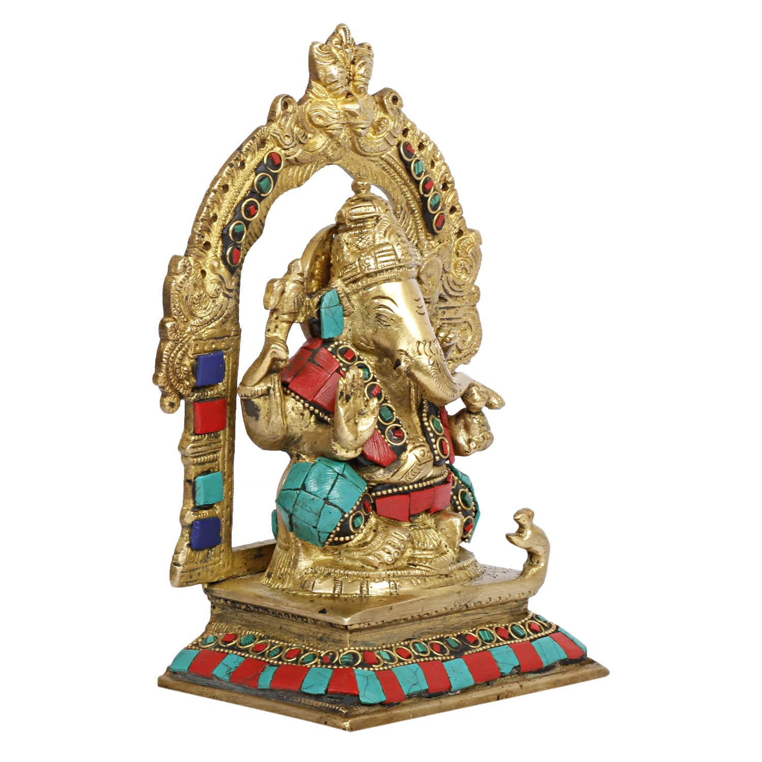 Brass Ganesh Bhagwan Idol Ganesha Statue Ganpati Murti for Home Office Temple Entrance Decor Gift Height 7 Inch. - SvarupArt