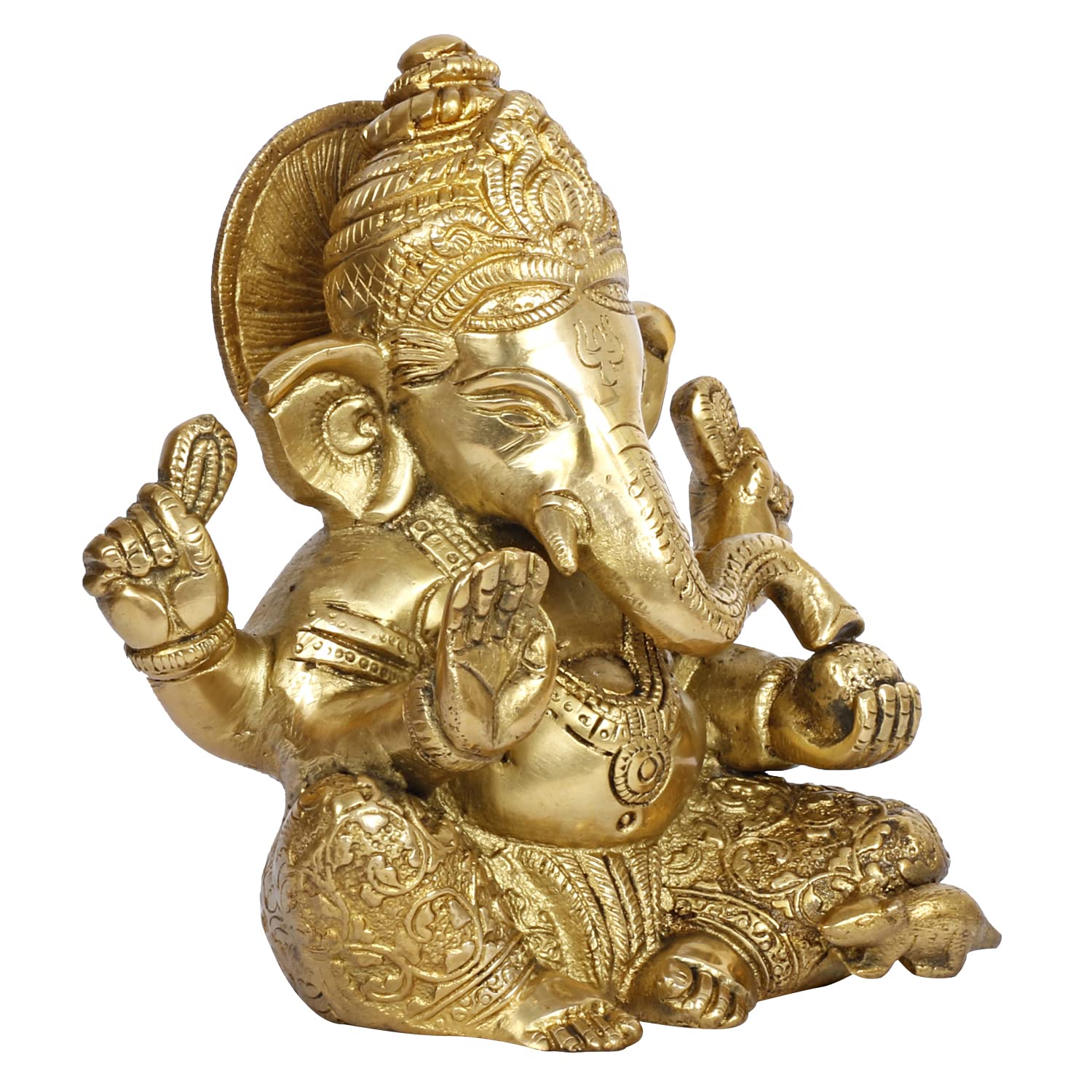 Brass Blessing Ganesha Idol Ganesh Statue Ganpati Murti for Puja Home Entrance Decor Diwali Gift 6.5 Inch - SvarupArt
