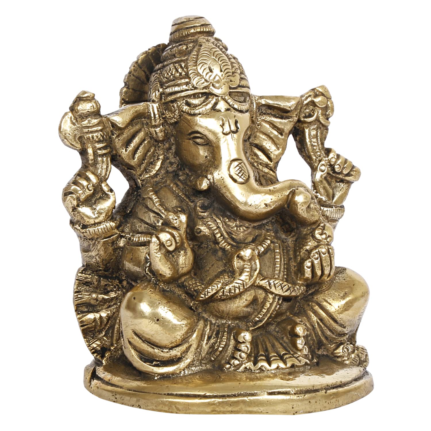 Brass Ganesh Idol Statue Murti God Ganesha Vinayak Ganpati Sitting Sculpture for Home Entrance Decor Diwali Gift - SvarupArt