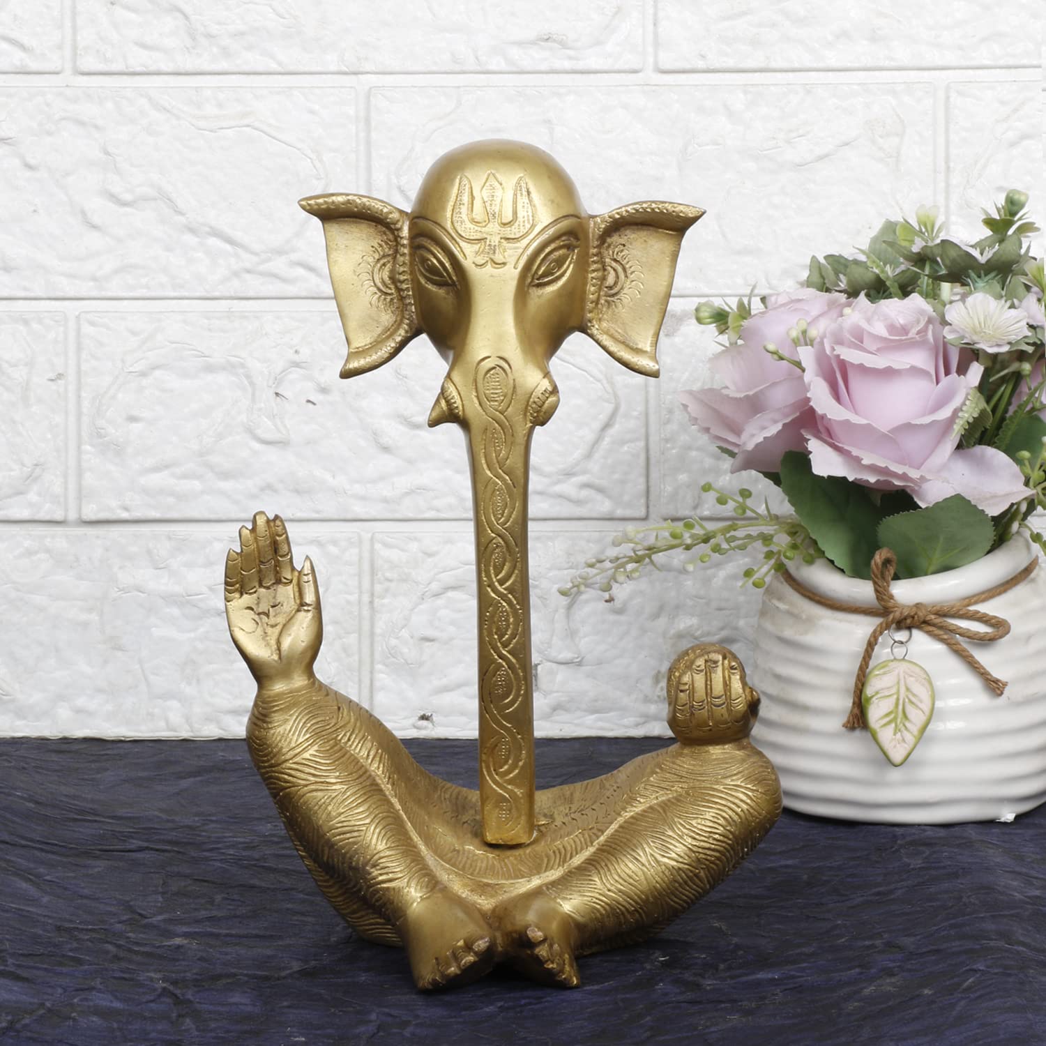 Brass Ganesh Bhagwan Idol Ganesha Statue Ganpati Murti for Puja Home Entrance Decor Diwali Gift Height 9 Inch. - SvarupArt