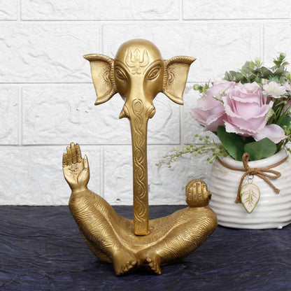 Brass Ganesh Bhagwan Idol Ganesha Statue Ganpati Murti for Puja Home Entrance Decor Diwali Gift Height 9 Inch. - SvarupArt
