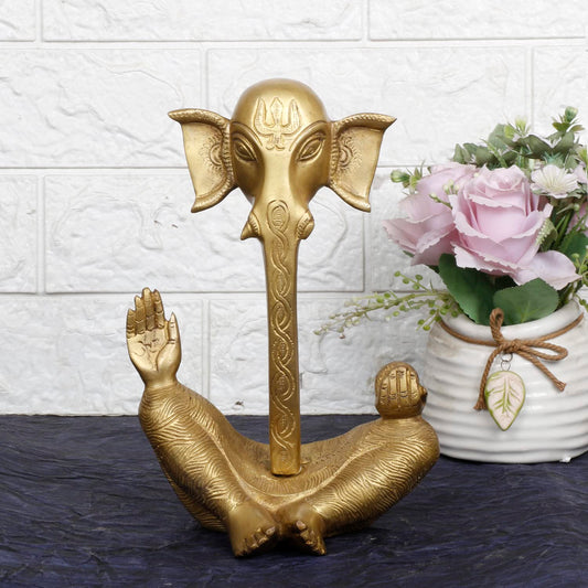 Brass Ganesh Bhagwan Idol Ganesha Statue Ganpati Murti for Puja Home Entrance Decor Diwali Gift Height 9 Inch. - SvarupArt