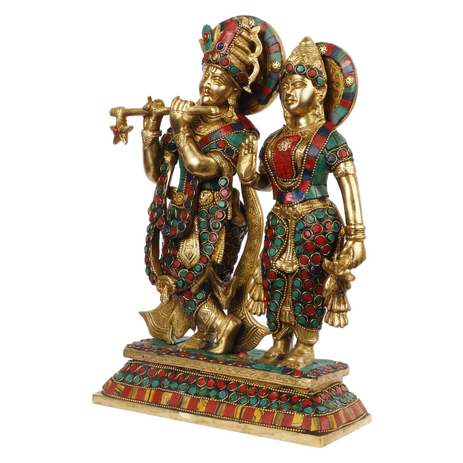 Brass Radha Krishna Murti Big Size Idol for Gift Height 12 Inch Weight 5.2 Kg Multicolor - SvarupArt
